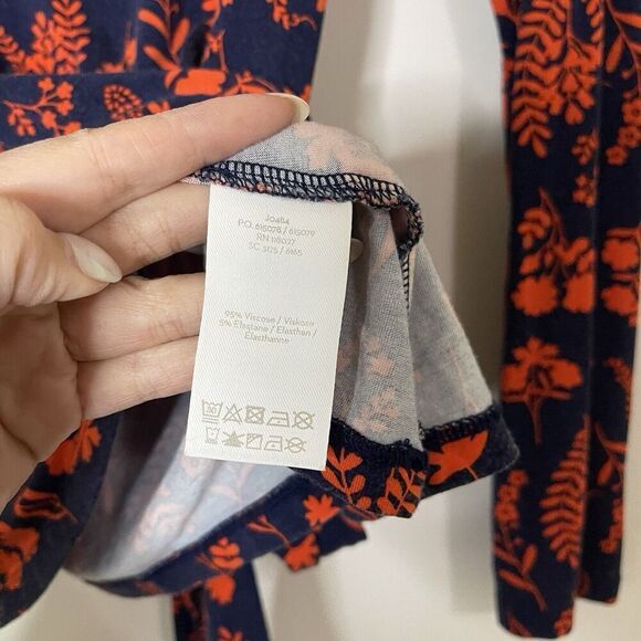 BODEN bernadette tie wrap long sleeve knit top floral navy orange US 8 - Picture 4 of 6